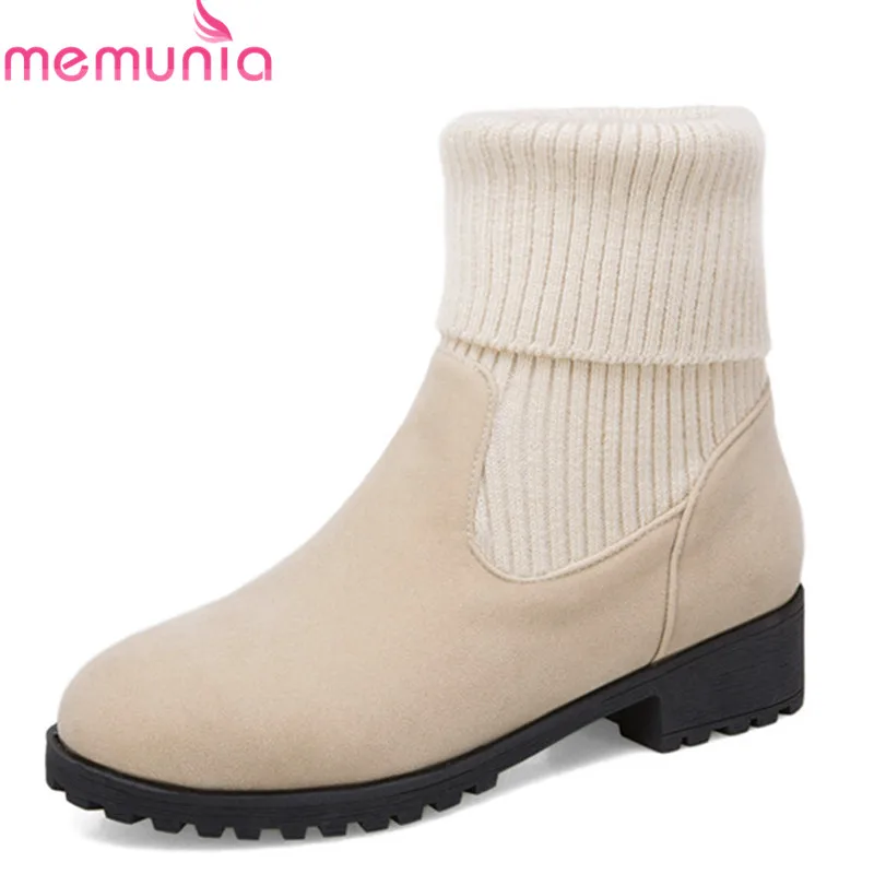 

MEMUNIA 2020 new arrival ankle boots for women flock autumn winter boots comfortable Stretch socks boots casual shoes woman