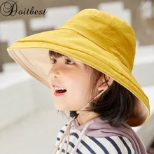 Doitbest/летние шляпы для рыбалки для мальчиков и девочек, солнцезащитная Кепка, складной большой край, Весенняя однотонная детская Рыбацкая шляпа