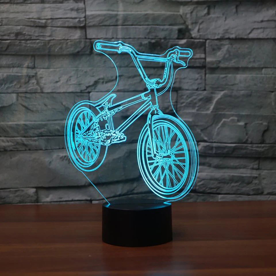 3D светодиодная прикроватная Bmx Ночной светильник велосипеда Форма Usb настольная лампа 7 цветов Изменение скорости велосипед Домашний Декор Спальня сна светильник ing приспособление подарки