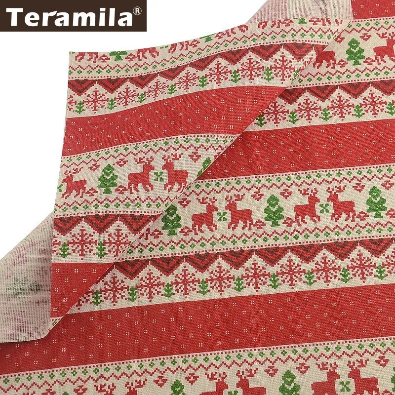 Teramila Merry Christmas Стиль Хлопок Лен Ткань Telas Ankara 4 шт. 45x45 см холст Tissu шитье DIY патчи Подушка занавеска сумка - Цвет: 50cmx145cm