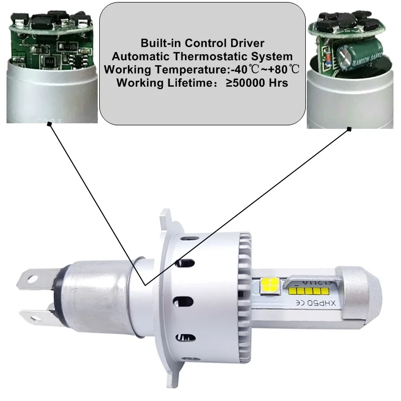 Автомобильный светодиодный фар H1 H4 H7 H8 H11 HB3 9005 HB4 9006 H3 9012 HIR2 80 Вт 16000lm Cree XHP50 чипы 6000 К автомобилей лампы