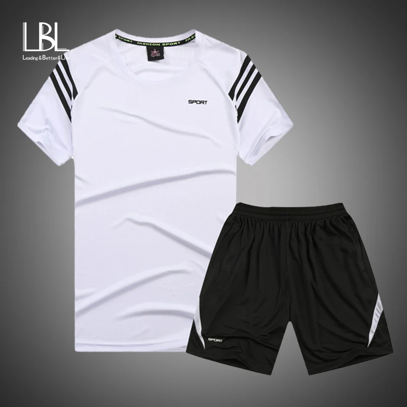 

Summer Sportswear Set Men 2019 Casual Two Pieces Suit Short Sleeve T-shirt & Shorts Sets Male Streetwear Tracksuit Man Short Set