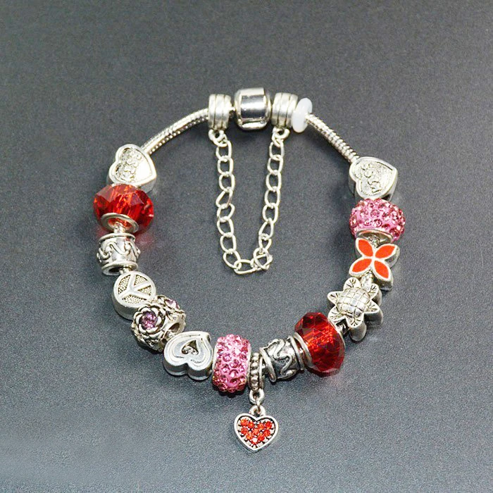 

YHAMNI New Trendy Style 925 Sterling Silver Charm Bracelet Fashion Jewelry Crystal Beads Bracelet For Women YB055