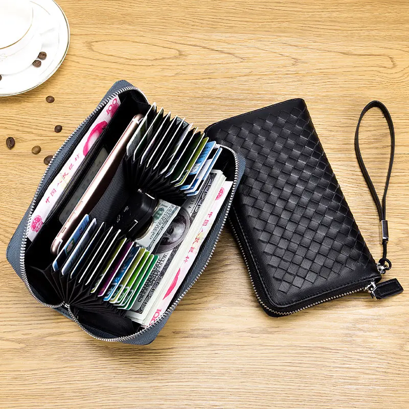 Genuine Leather Men & Women Long Wallet Sheepskin Organizer.
