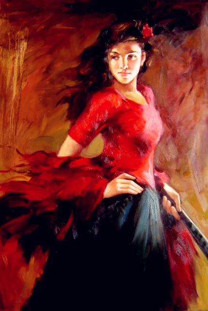 

Modern Abstract Painting Woman Portrait Canvas art Spanish Dancer Tango Handmade figurative Oil paintings for room decor