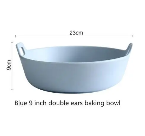 NIMITIME керамическая Скандинавская однотонная белая и синяя миска для риса, тарелка для еды, большой поднос, посуда и тарелки - Цвет: 9 Inch Bowl
