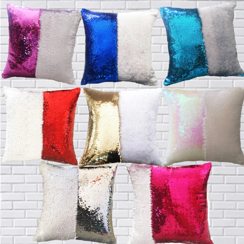 

DIY Mermaid Sequin Cushion Cover Magical PillowCase Reversible Car Home Decor Cushions Sofa Decorative Capa Almofada Wholesale