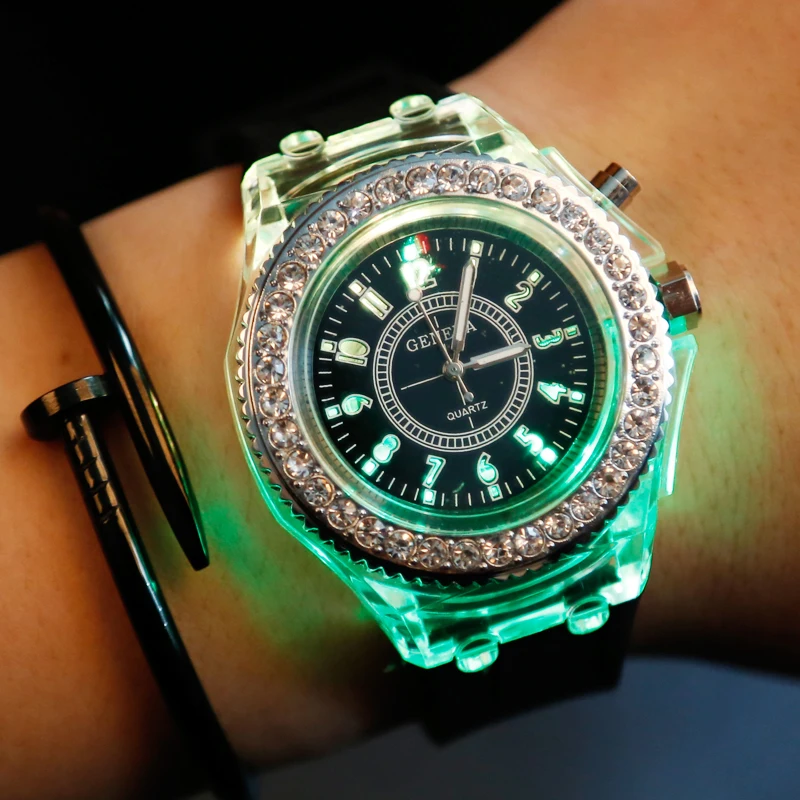 Luminous LED Children Watches Silicone Rubber Quartz Woman Man Wristwatch Glowing in the dark Bracelet Casual Clock for Kids
