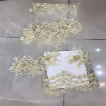 

Latest 3d Tulle Lace Fabric High Quality African Fabric With Beads And Stones Fashion Wedding Lace Fabric HJ174-1