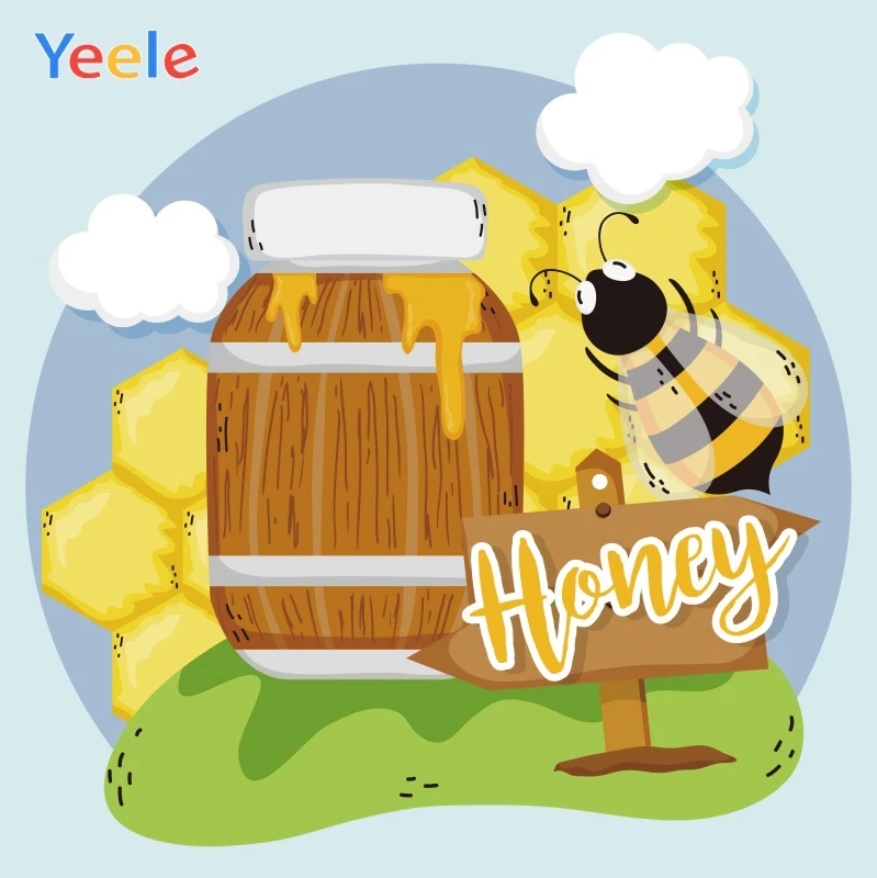 

Yeele Baby Shower Cartoon Bee Honey Room Painting Photography Backdrops Personalized Photographic Backgrounds For Photo Studio
