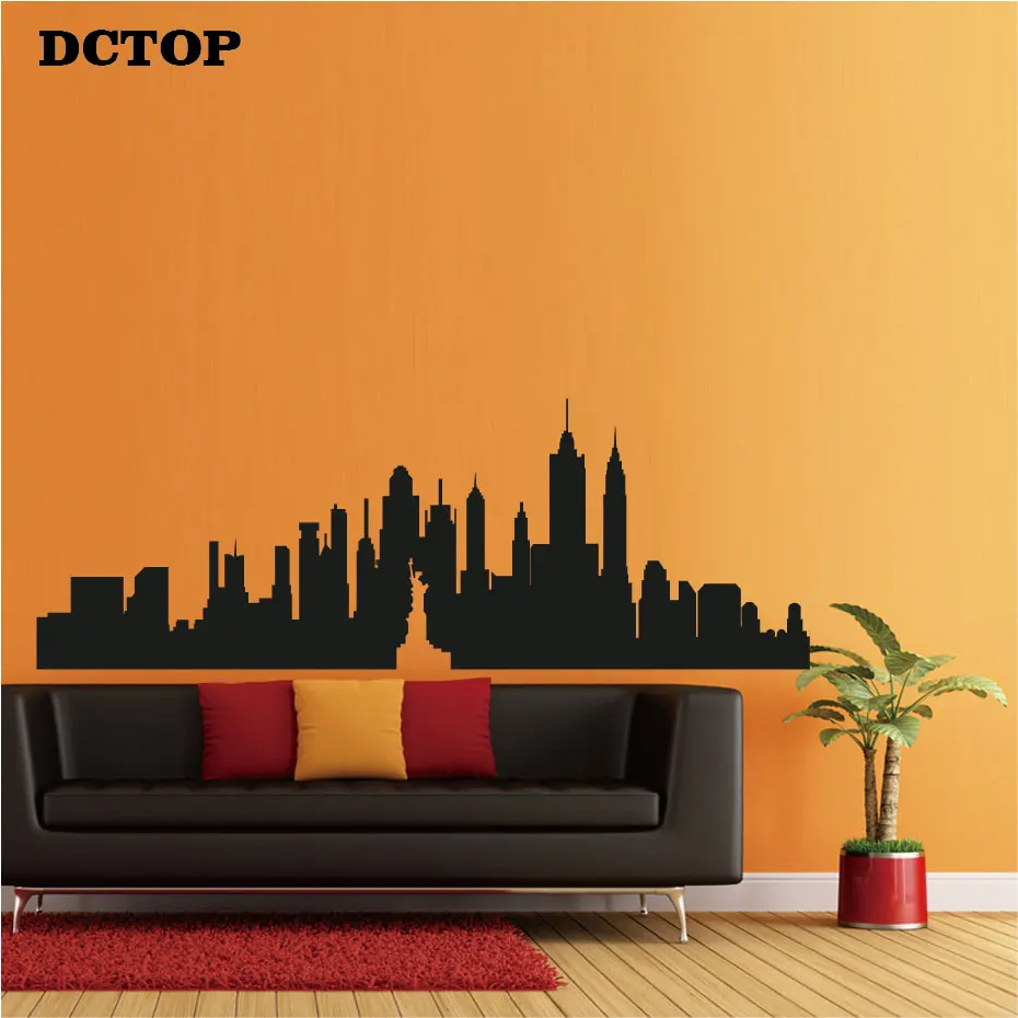 DCTOP New York Skyline Настенная Наклейка виниловая художественная наклейка Современный