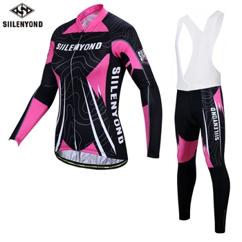 

Siilenyond Women Winter Thermal Fleece Cycling Jersey Sets Racing Bike Cycling Clothes Suit Mountian Bicycle Cycling Clothing