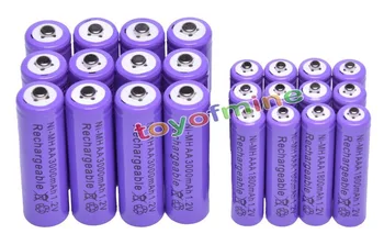

12x AA +12x AAA 1.2V 1800mAh 3000mAh NiMH Purple Rechargeable Battery Cell