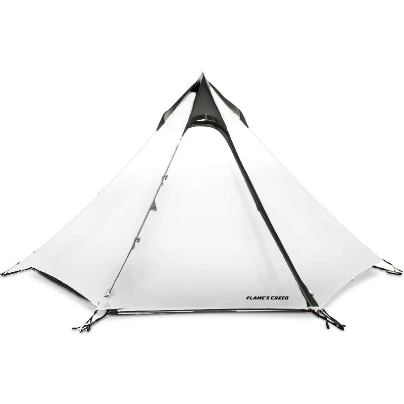 FLAME'S CREED, силиконовое покрытие, для 2-3 человек, 3-сезонная герметичная пирамида, палатка для кемпинга, без полюсов, высокая и низкая подвесная - Цвет: White