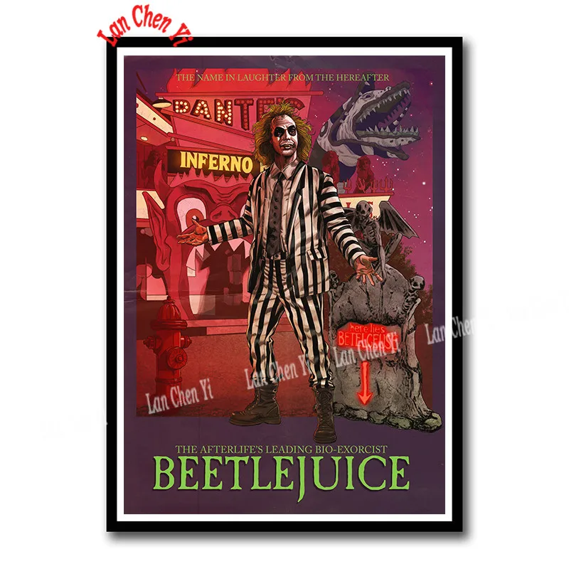 Фильм ужасов Beetlejuice с покрытием бумажный плакат настенная живопись для бара комнаты декорации Декор для дома 42*30 см - Цвет: Армейский зеленый