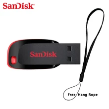 100% 오리지널 sandisk cruzer blade cz50 usb 플래시 드라이브 128gb 64 gb 32g 16 gb 8gb 펜 드라이브 usb 2.0 공식 확인 지원(China)