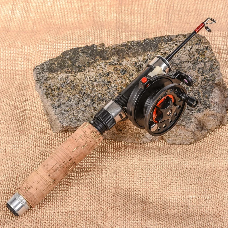 Ice Fishing Rod(Reel) Winter Super Short FRP Fiber Lightweight Retractable Telescopic Pole(Wheel) For Freshwater Saltwater