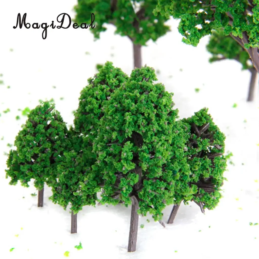 MagiDeal 22Pcs/Set 3-16cm Green Model Trees Train Railway Railroad Architecture War Game Scenery Scene Layout Landscape
