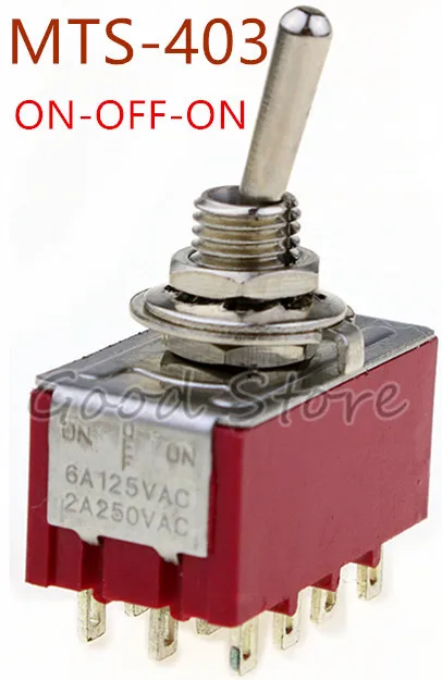 MTS-403 Red 4PDT ON-OFF-ON 12 pin кнопка питания 3 позиции 2A/250VAC 6A 125VAC тумблер | Обустройство дома