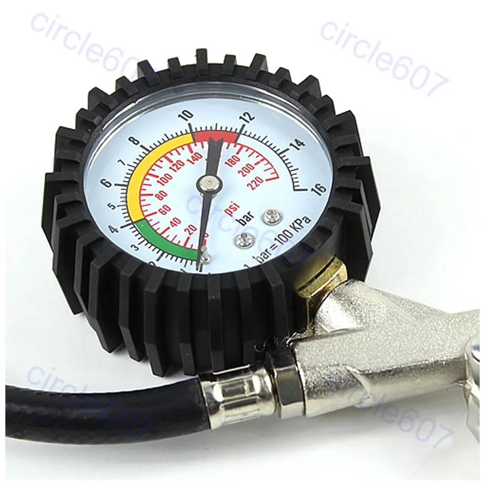 

Car Motorbike Truck Tire Tyre Air Inflator Dial Pressure Metal Gauge Measurement