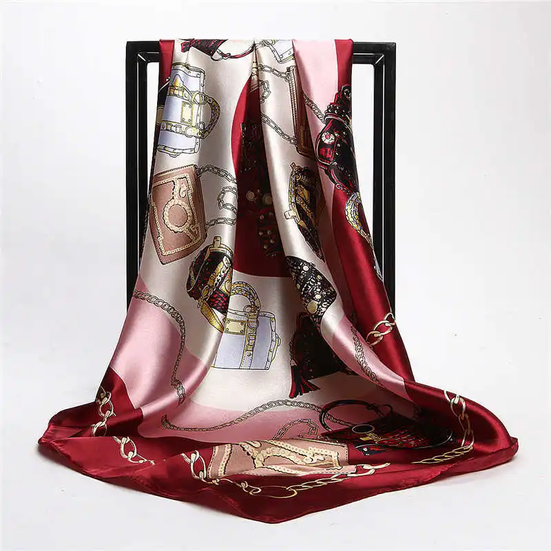 Летний Шелковый шарф, женский роскошный дизайнерский Бандана с кисточками, винтажный атласный квадратный мусульманский хиджаб, шарфы, богемные шали - Цвет: wine