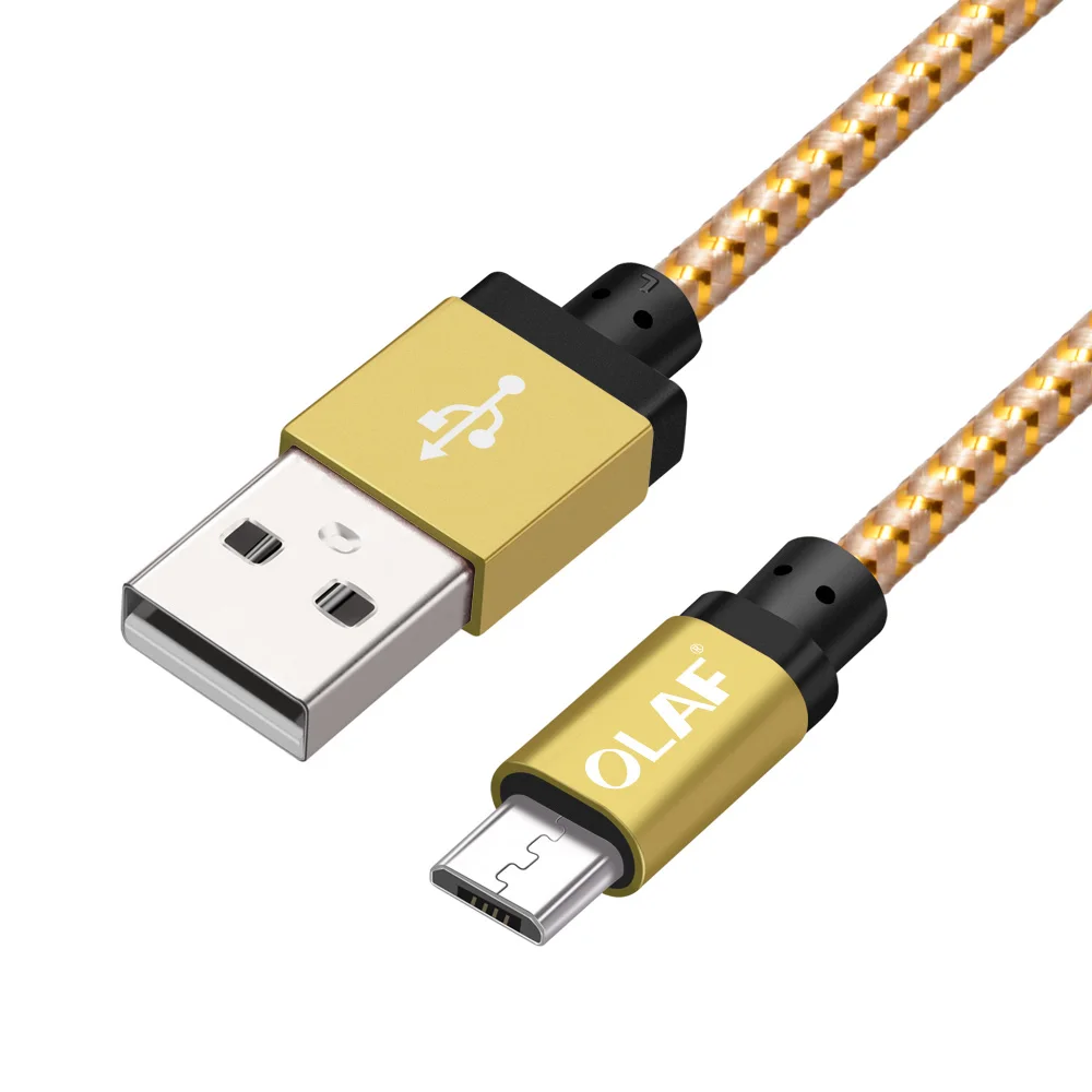 Олаф Micro USB кабель 1 м 2 м 3 м Быстрая Синхронизация данных зарядный кабель для Samsung Huawei Xiaomi LG Andriod Microusb Кабели для мобильных телефонов - Цвет: gold