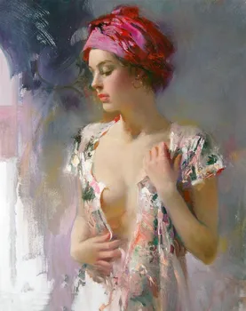 

lovely hand painted girl drawing room Modern Oil Painting 24x36"inch