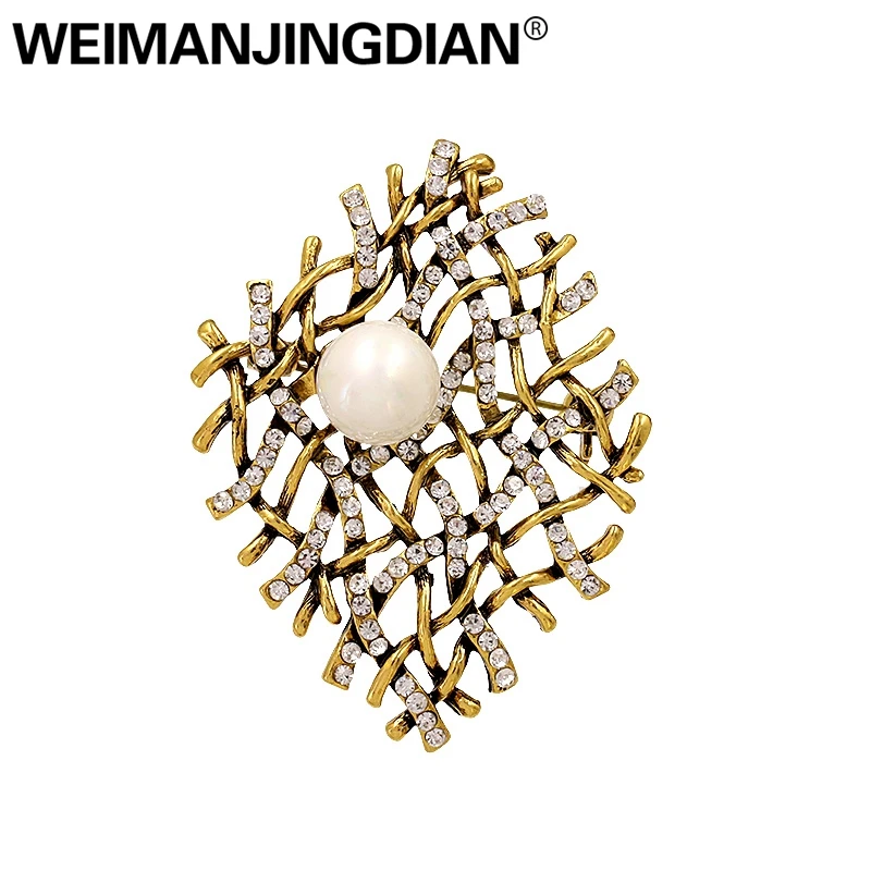 

WEIMANJINGDIAN New Arrival Antique Gold Color Thistles and Thorns Brooch Pins for Women's Fashion Clothing Accessories Jewelry