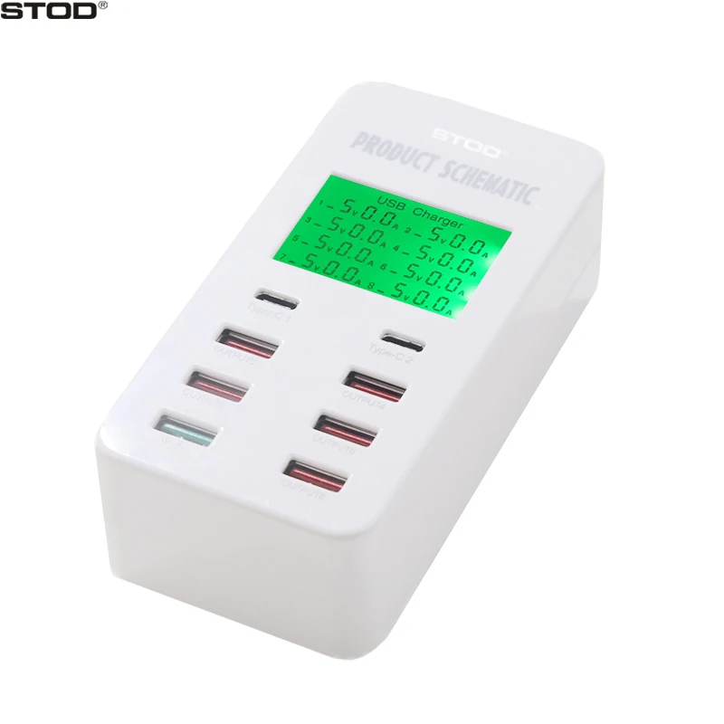 

BOTD Multi Port USB Charger 35W Quick Charge 3.0 Type C LCD Display Charging For iPhone iPad Samsung Huawei Nexus USB-C Adapter