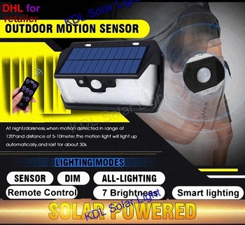 

55 LED 900lm Solar Light remote control radar smart 3 side lighting LEDs Human Bo IP ca street wall lamp yard camp