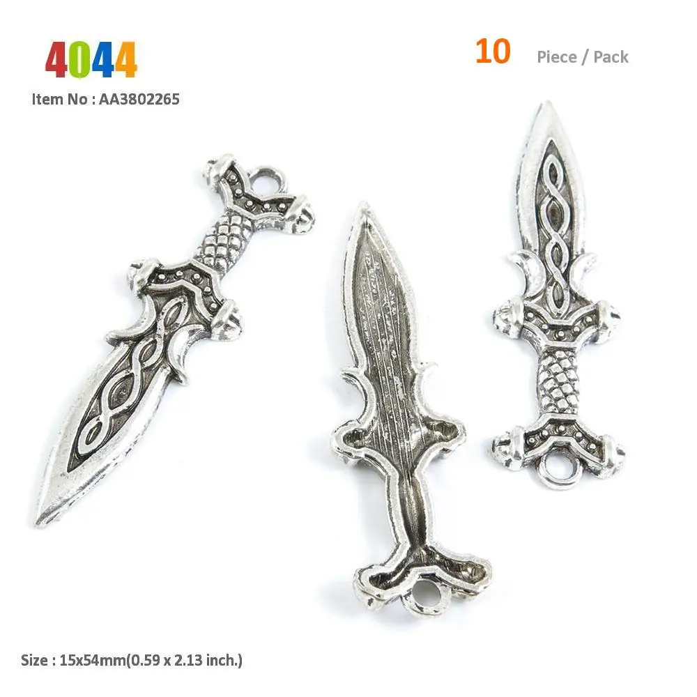 Античный серебряный тон Подвески для изготовления украшений топор кинжалный нож широкий меч саблей браслет кулон ожерелье - Окраска металла: 3802265 - 10 PCS