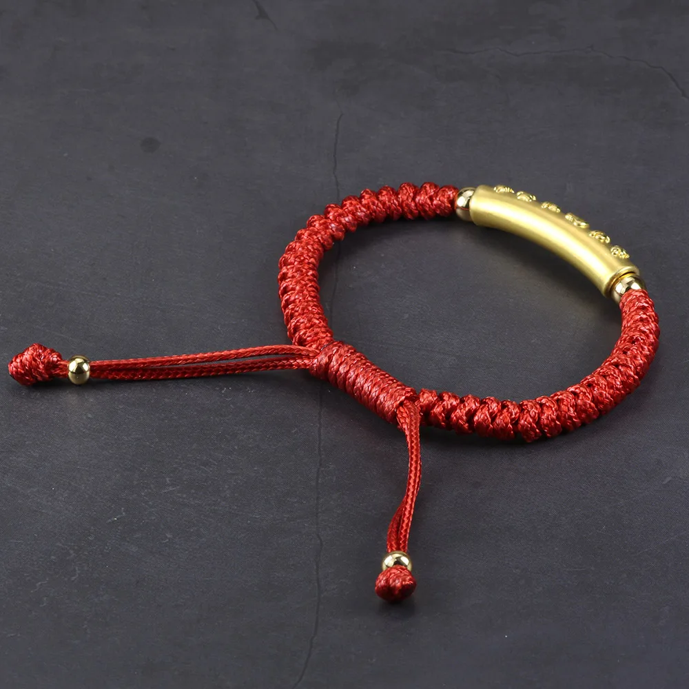 999 чистого серебра китайский узел браслеты мужские счастливые красная веревка шесть слов Ом плетеный браслет тибетская медитация буддист ювелирные изделия