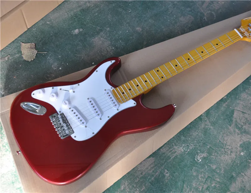 

6-String Electric Guitar,Left-hand Version,Red Color Body.Vintage Maple Fingerboard.Vintage Knobs and can be Customized