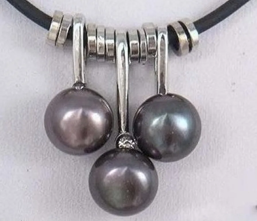 BEAUTIFUL NATURAL BLACK 3 PEARL 17 INCH - 18 NECKLACE PENDANT | Украшения и аксессуары