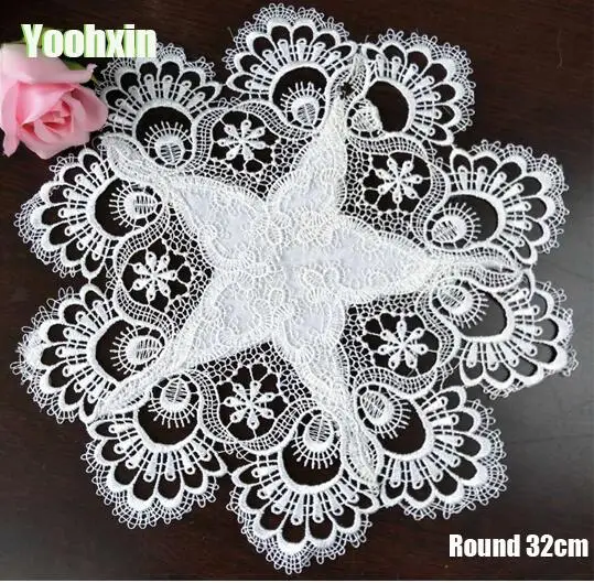 

Luxury round embroidery place table mat cloth lace pad cup mug drink doilies dining tea cake coaster wedding placemat kitchen