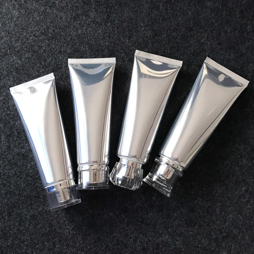 1pc 80g Cosmetic Hose Soft Facial Cleanser Tube, Portable Travel Silver