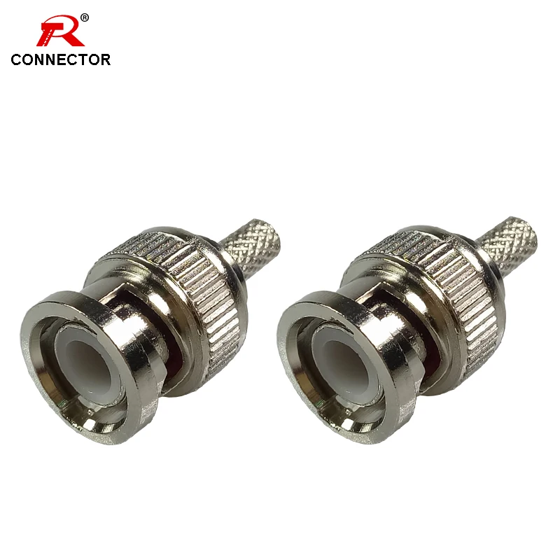 2 x BNC Male Crimp Plug Coaxial Cable Adapter Connector RG59//U