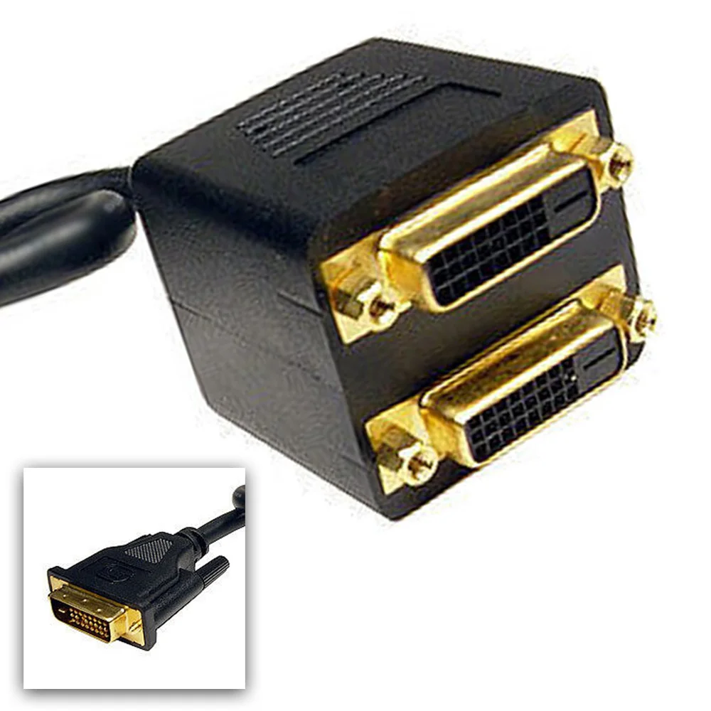 

DVI-D to DVI-D splitter adapter video cable double mother turn 8inch DVI-D to DVI-D Splitter Adapter Cable Dual Female to Male