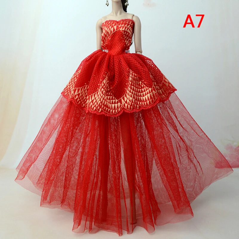 Лучший рождественский подарок для девочек; свадебное платье принцессы; Благородные вечерние платья для куклы Барби; Модный дизайнерский наряд - Цвет: 7