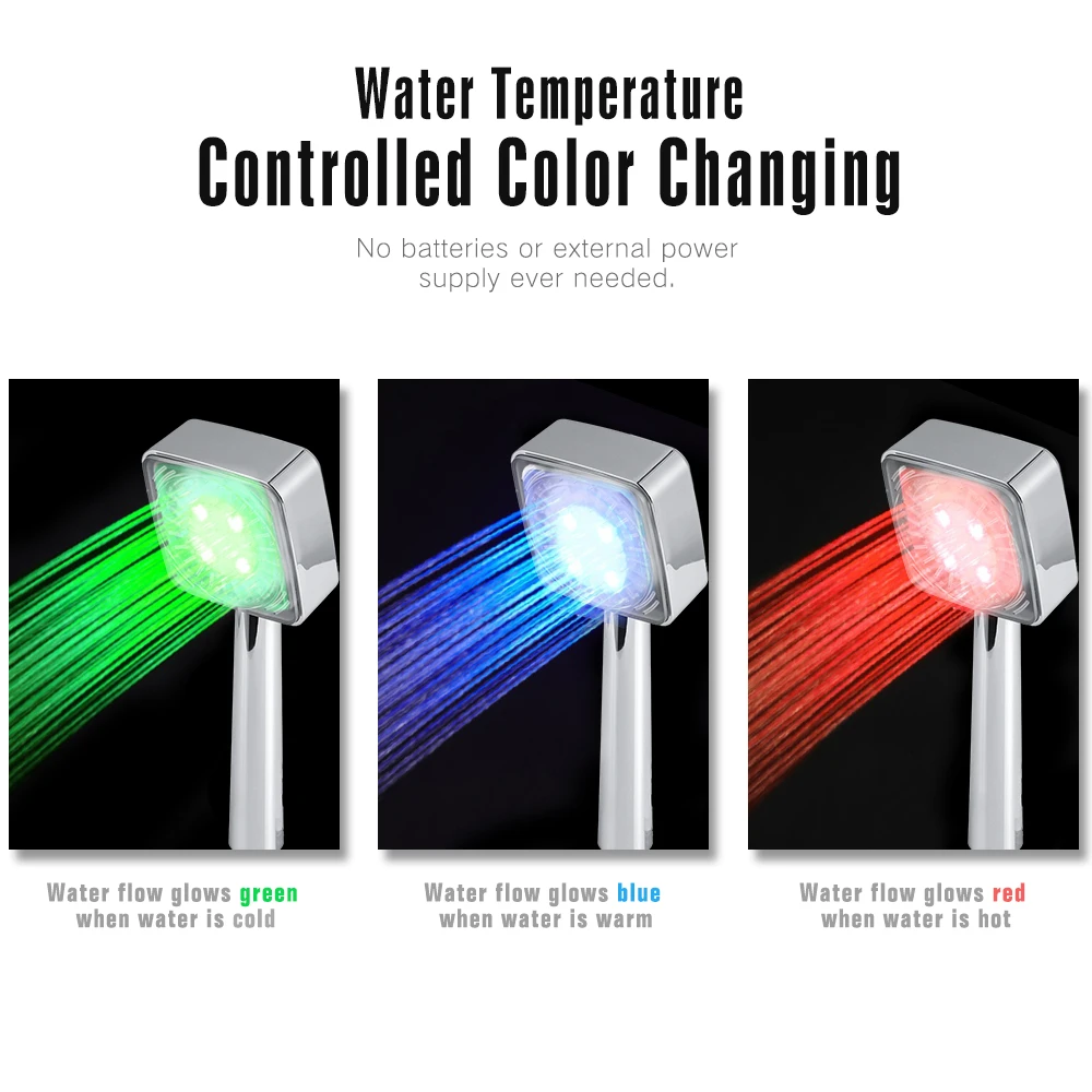 Светодиодный душ для ванной комнаты с контролем температуры воды, светодиодный, изменение цвета, 3 цвета, изменение для энергичного и удобного душа