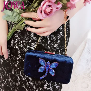 

2019 New Design Vintage Dragonfly Mini Handbag Women's Fashion Evening Bags Night Purse Diamonds Chains Shoulder Package 2 Color