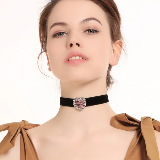 Fashion Casual Trendy Choker Necklace Handmade Velvet Strip Blue & Red