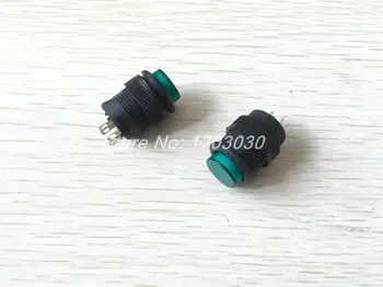 

2 Pcs Green LED Light SPST Self Locking Push Button Switch R16-503 AC 250V 3A