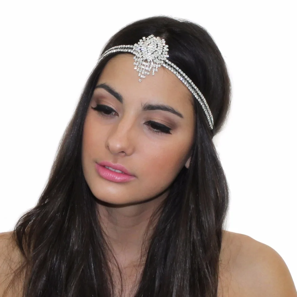 

new GREAT GATSBY INSPIRED CRYSTAL PENDANT TIARA HEADPIECE HEADBAND
