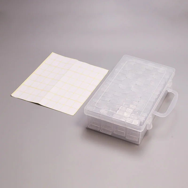

64 Slots Diamond Embroidery Box Diamond Painting Accessory Case Clear plastic Beads Display Storage Boxes Cross Stitch Tools