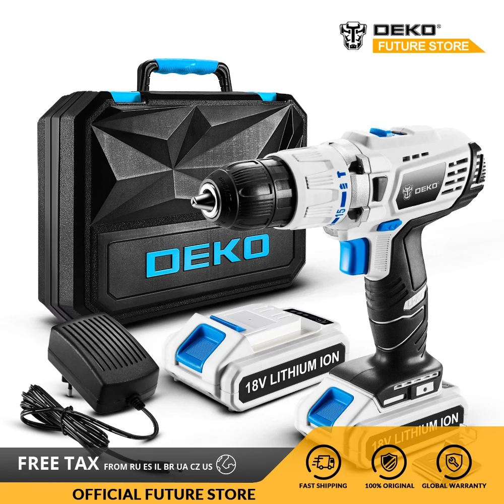 

DEKO GCD18DU3 18V Impact Cordless Drill Electric Screwdriver Lithium-Ion Mini Power Driver Variable Speed 15+2(Torque MAX+Impact