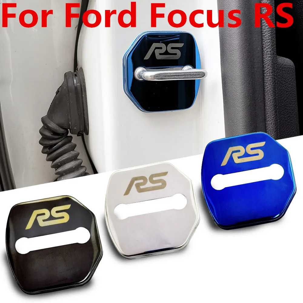 

FLYJ 4PCS Car Door Lock Car sticker Latch Stop Anti Rust Door Lock cover protector Buckle Cover For Ford focus 2 3 RS 2015-2018