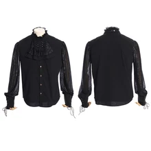 Стимпанк дворцовый Благородный Мужской Галстук Рубашки Готический Модный шифон с длинным рукавом красивая рубашка однобортный черный мужской топ