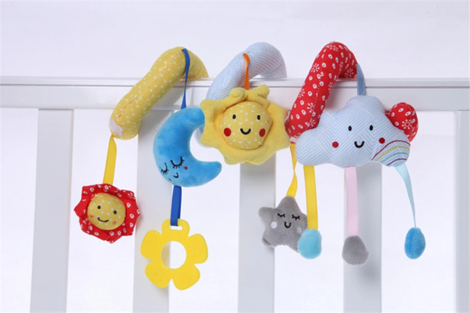 Мультяшные животные мягкие игрушки для новорожденных спиральная кровать и коляска подвесное сиденье в автомобиль Bebe развивающие Погремушки Игрушки для 0-12 месяцев подарки