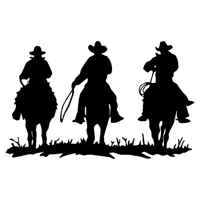 17.7cm*10.7cm Cowboys On Horse Fashion Vinyl Car-Styling Car Sticker Black/Silver S3-5293